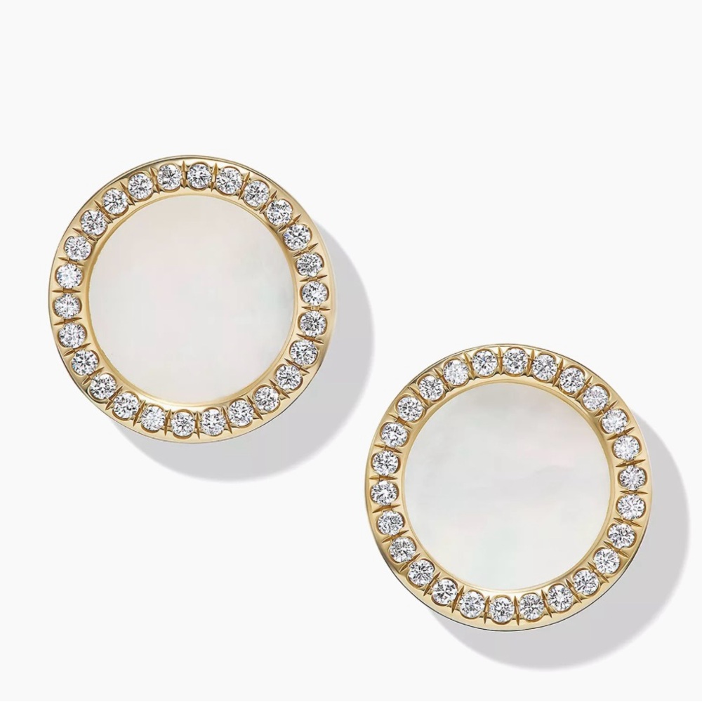 Petite DY Elements® Stud Earrings in 18K Yellow Gold with Pavé Diamonds